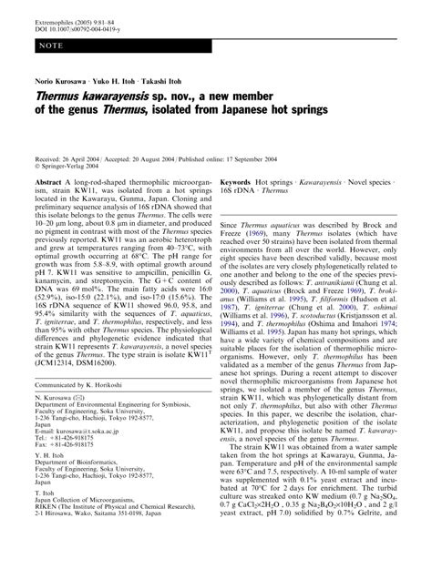 kw11 strain|Thermus kawarayensis sp. nov., a new member of the。